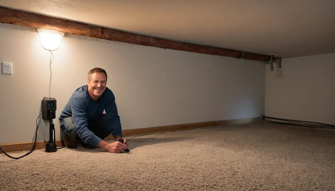 Provider checking a basement foundation for pests in the Parma area